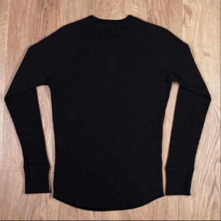 T-SHIRT HENLEY STRUKTURIERT SCHWARZ - 1936 WAFFLE SHIRT BLACK PIKE BROTHERS