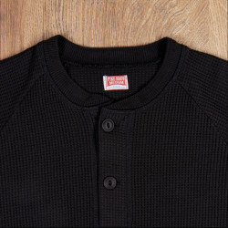 T-SHIRT HENLEY WAFELSTOF ZWART - 1936 WAFFLE SHIRT BLACK... 2