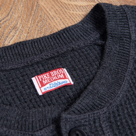 T-SHIRT HENLEY gaufré GRIS METAL- 1936 WAFFLE SHIRT IRON GREY - PIKE BROTHERS