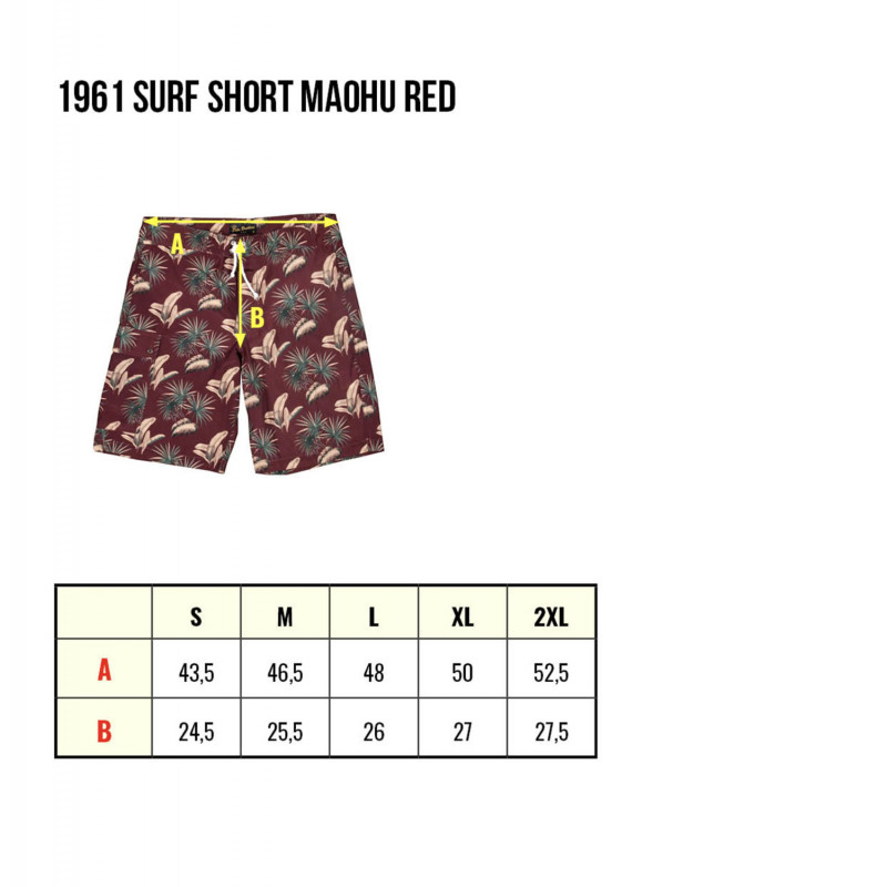 Zwembroek - 1961 Surf Short Maohu red Pike...