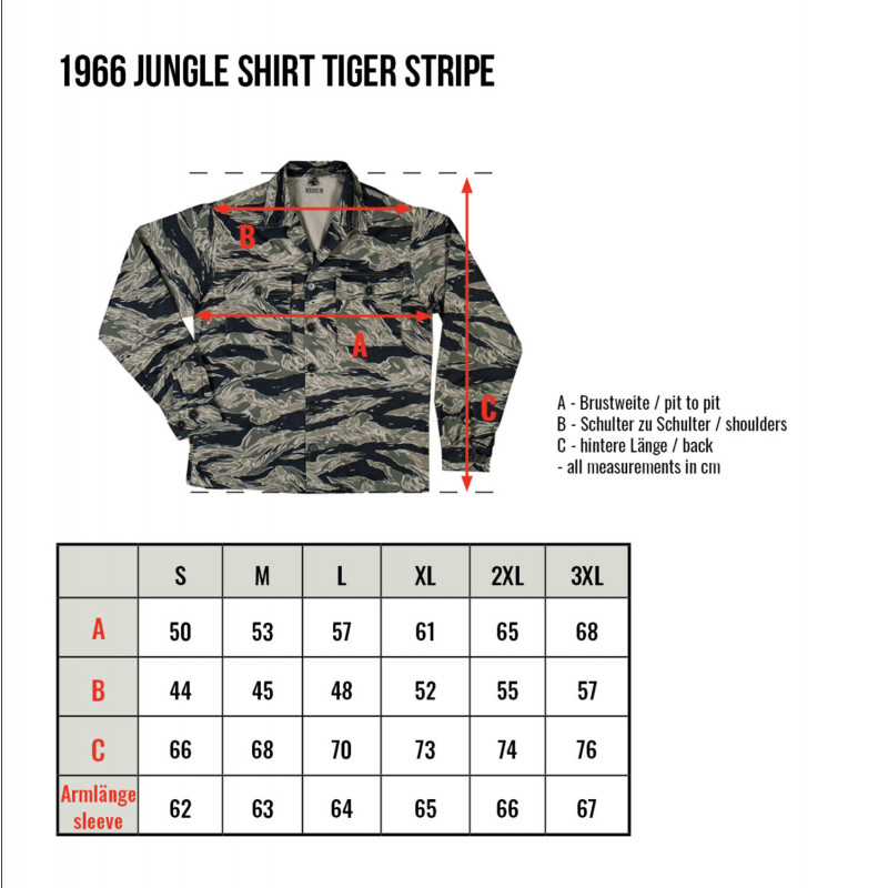 Hemd 1966 Jungle Shirt Tiger Stripe - Pike...