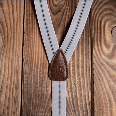 Bretelles cuir fines grises - 1905 Hauler Braces grey Pike Brothers