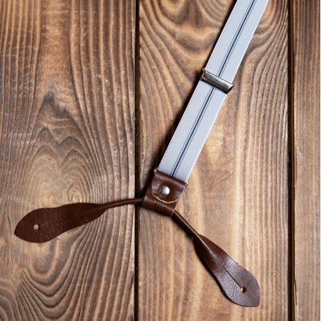 Smalle grijze leren bretels - 1905 Hauler Braces grey Pike Brothers