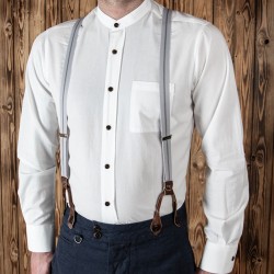 Schmale graue Leder-Hosenträger - 1905 Hauler Braces grey...