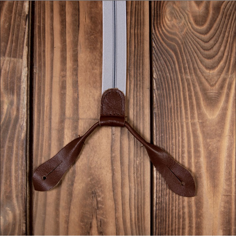 Slim Grey Leather Braces - 1905 Hauler Braces...