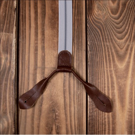 Slim Grey Leather Braces - 1905 Hauler Braces grey Pike Brothers