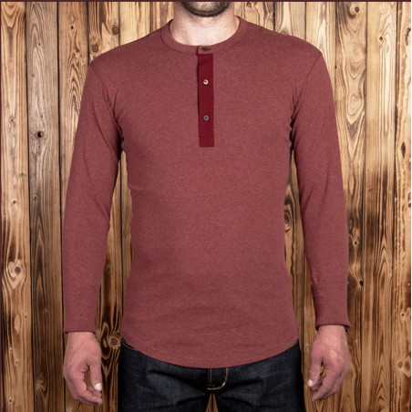 T-Shirt Henley rouge - 1927 Henley Shirt long sleeve granate red - Pike Brothers