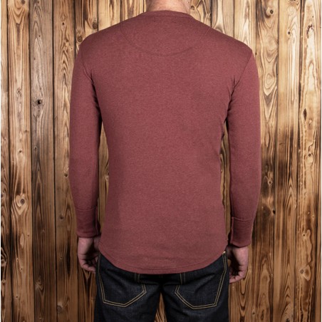 T-Shirt Henley rouge - 1927 Henley Shirt long sleeve granate red - Pike Brothers