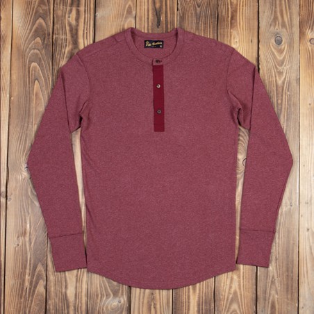 Rood Henley T-Shirt - 1927 Henley Shirt long sleeve granate red - Pike Brothers