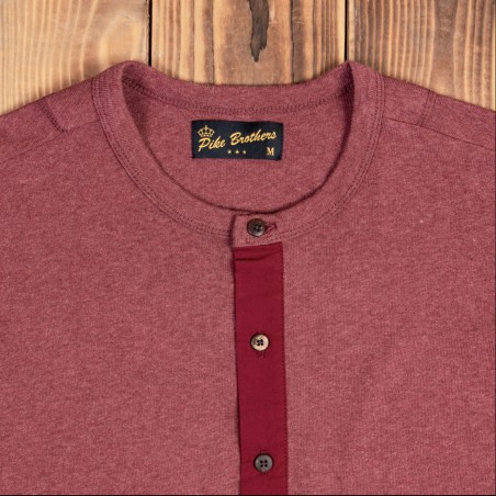 Rood Henley T-Shirt - 1927 Henley Shirt long sleeve granate red - Pike Brothers