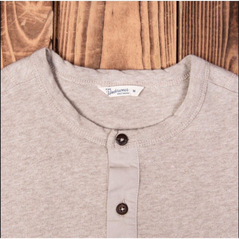Beige Long-Sleeve Henley T-Shirt - 1927 Henley...