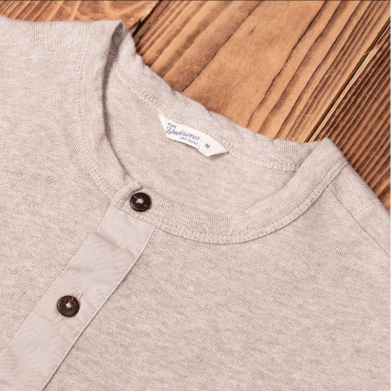 Beige Henley T-Shirt met lange mouwen - 1927...