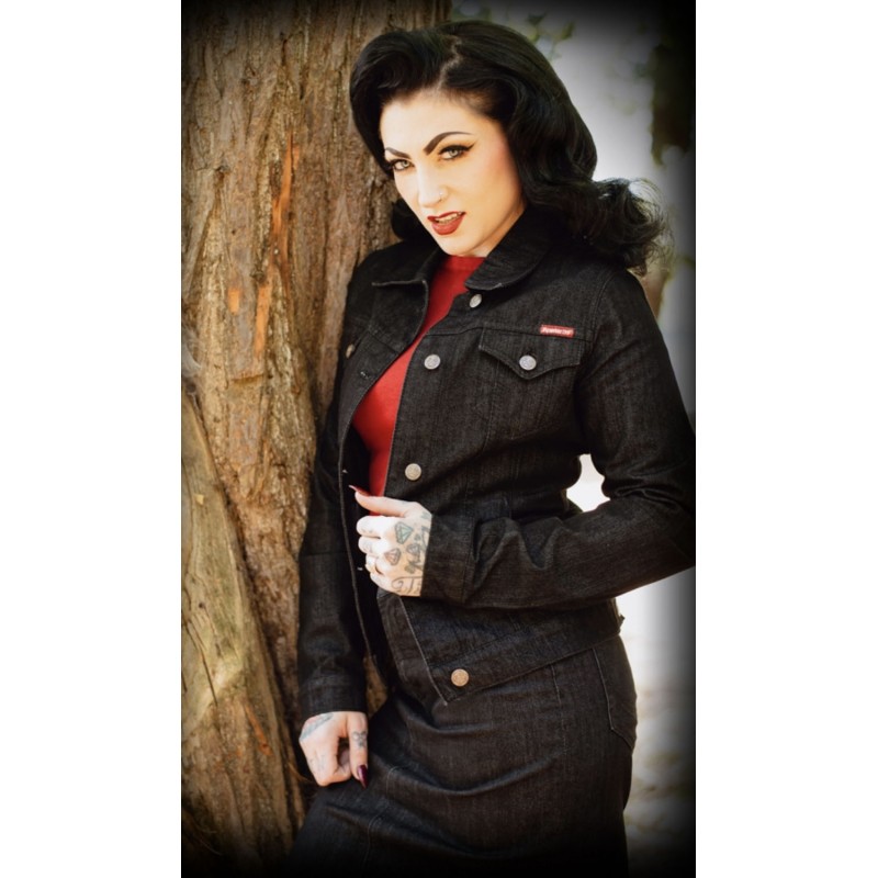 Damen-Jeansjacke schwarz - Rumble 59