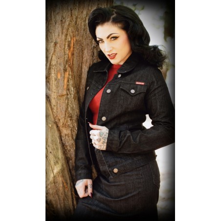 Damen-Jeansjacke schwarz - Rumble 59