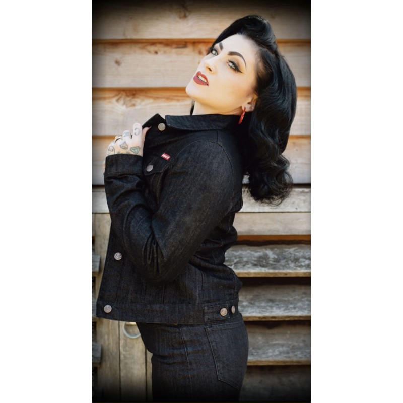 Damen-Jeansjacke schwarz - Rumble 59