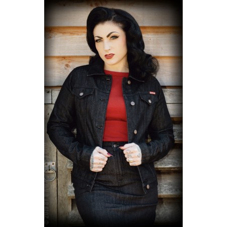 Damen-Jeansjacke schwarz - Rumble 59