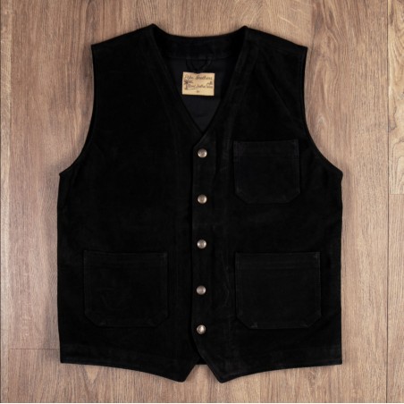 Zwart leren gilet 1937 Roamer Vest Mulholland black - Pike Brothers