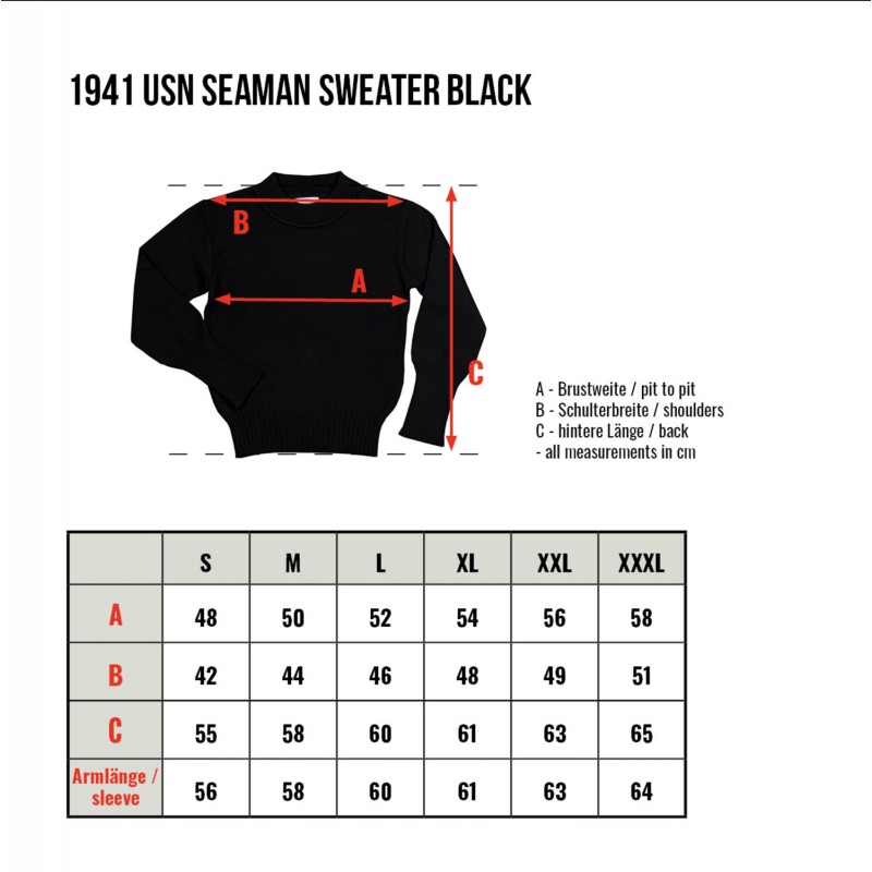 Wollpullover US Navy Schwarz – 1941 USN Seaman...
