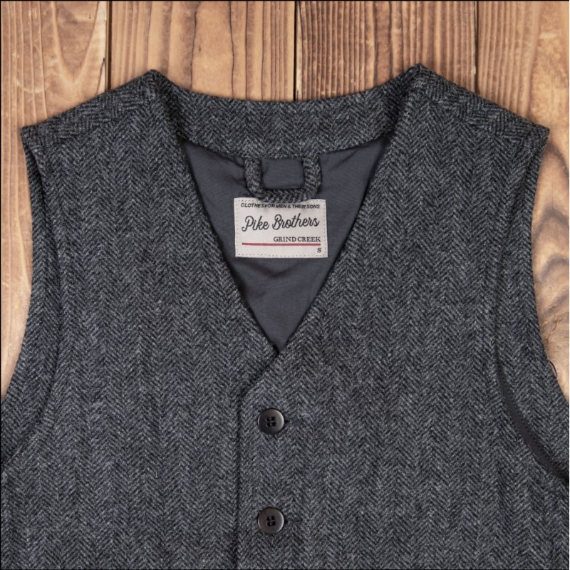 Grey Herringbone Wool Vest - 1905 Hauler Vest...