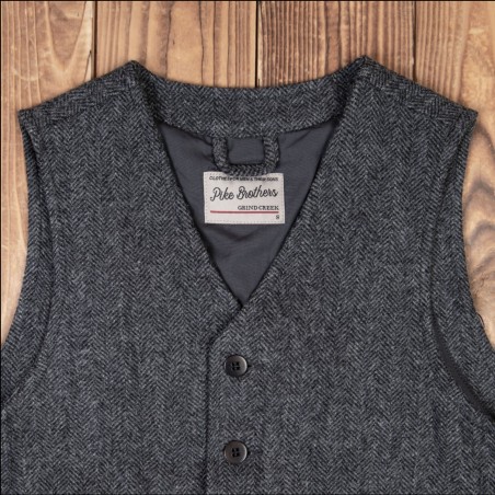 Grijs visgraat wollen gilet - 1905 Hauler Vest Dundee grey Pike Brothers