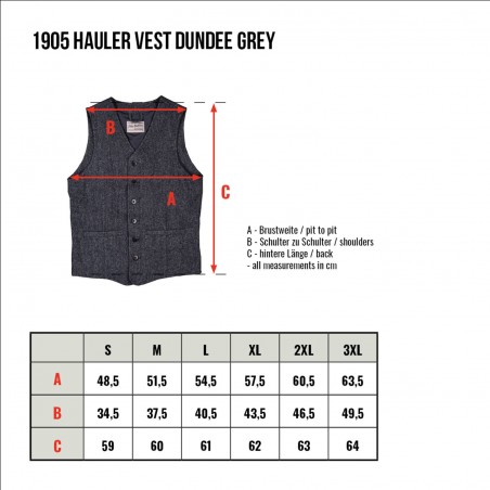 Graue Fischgrat-Wollweste - 1905 Hauler Vest Dundee grey Pike Brothers