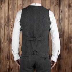 Grijs visgraat wollen gilet - 1905 Hauler Vest Dundee... 2