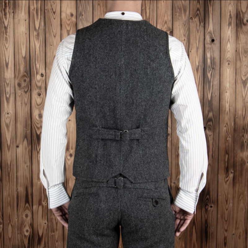 Graue Fischgrat-Wollweste - 1905 Hauler Vest...