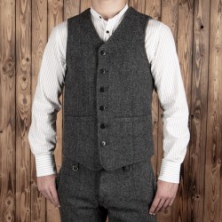 Grey Herringbone Wool Vest - 1905 Hauler Vest Dundee Grey...