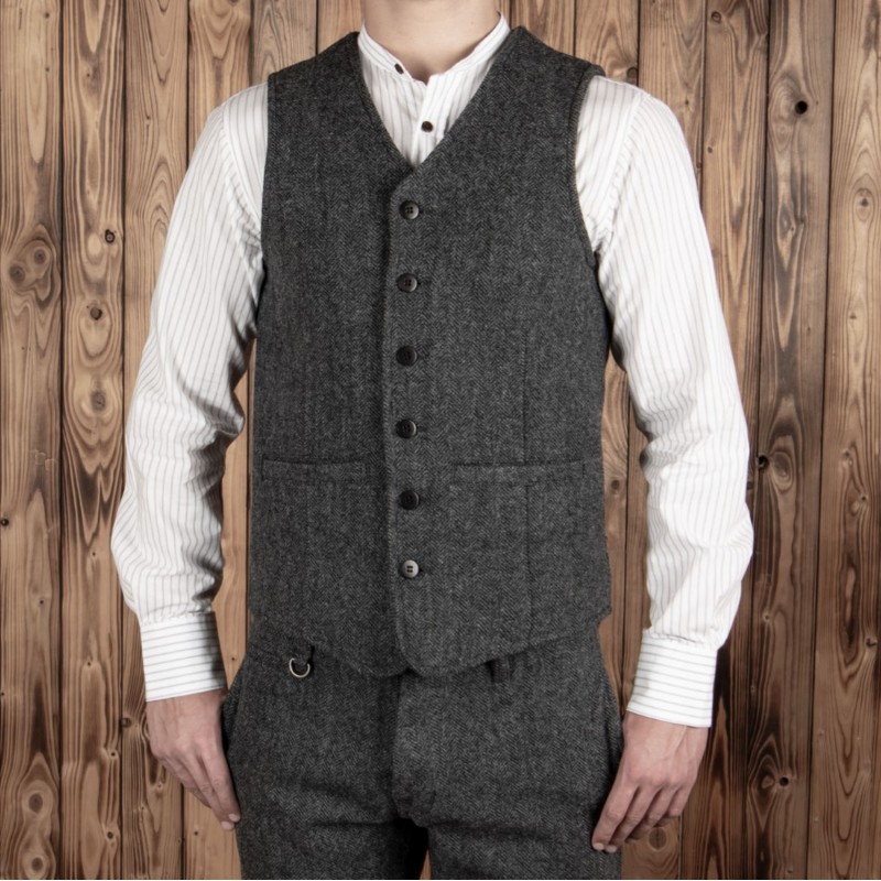 Grijs visgraat wollen gilet - 1905 Hauler Vest...